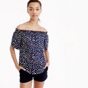 J. CREW Off Shoulder “Ratti” Multicolor Cotton Blouse Size 10 New with Tags